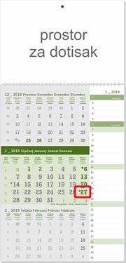 KALENDARI TRODJELNI POSLOVNI PLANER ZELENI